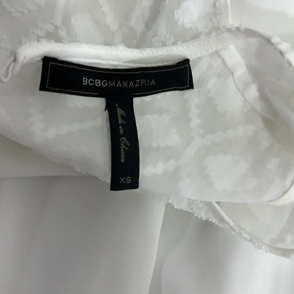 BCBGMaxAzria Cherie White Cold Shoulder Flowy Long Sleeve Dress Size XS